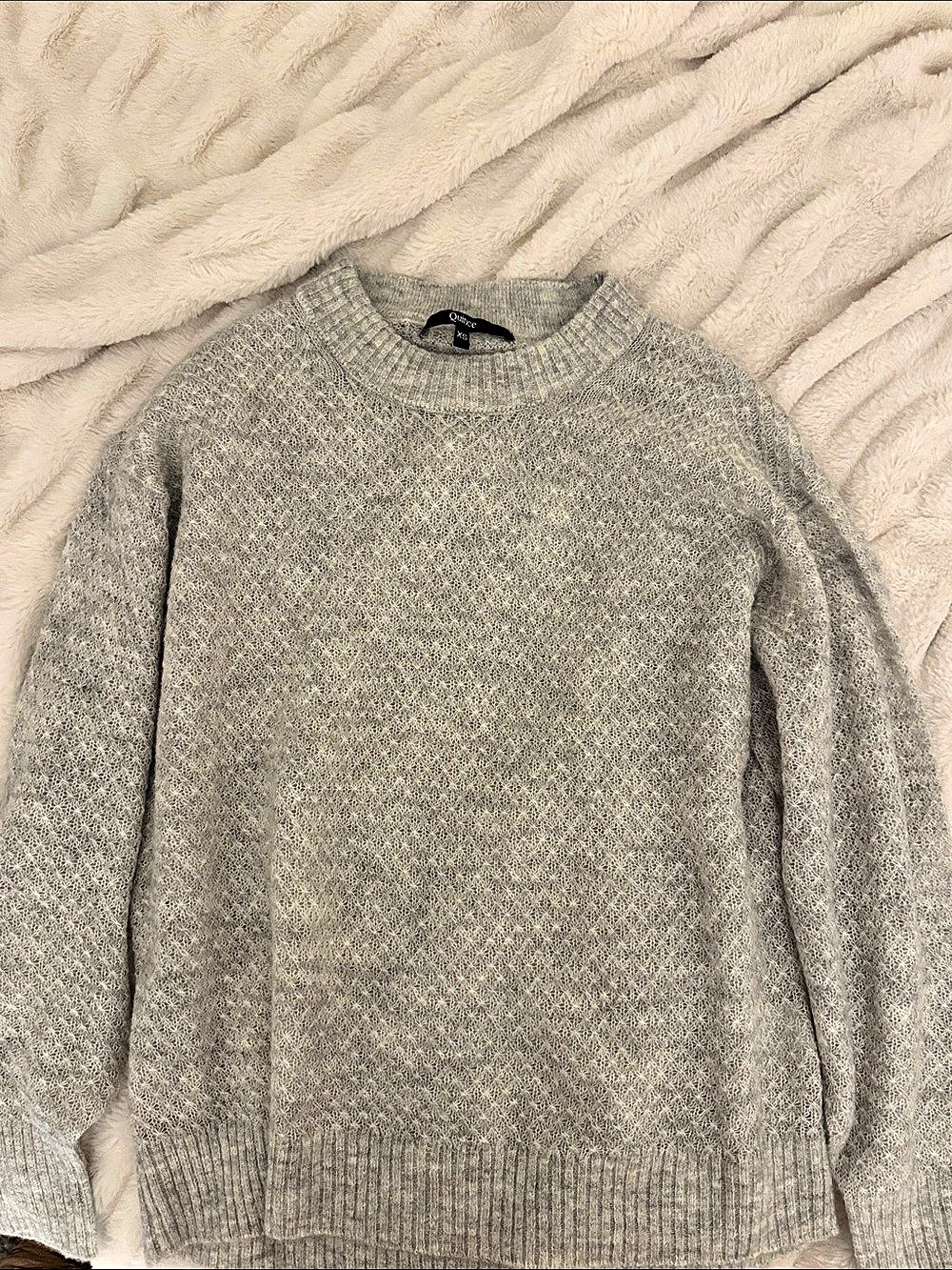 Quince Baby Alpaca Wool Diamond Stitch Crewneck Sweater Gray Size XS Women’s